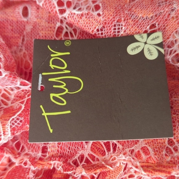 Taylor Coral Lace Tiered Ruffle V Neck Fairycore Short Sleeve Dress NWT Sz 4 - Picture 7 of 9